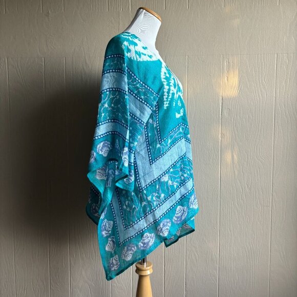 Mudpie Linen Beachy Novelty Print Double-V Kimono Coverup - Picture 6 of 12
